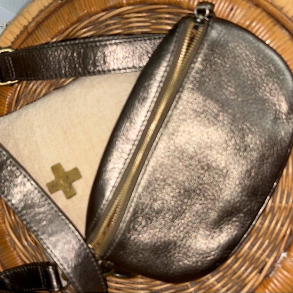HOBO Metallic Bronze Leather Crossbody Belt Bag - Women - Picture 1 of 5